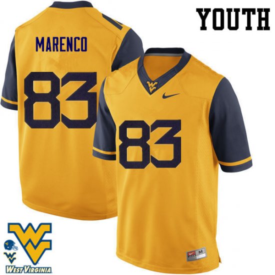 Youth West Virginia Mountaineers NCAA #83 Alejandro Marenco Gold Authentic Nike Stitched College Football Jersey AU15Q12PG